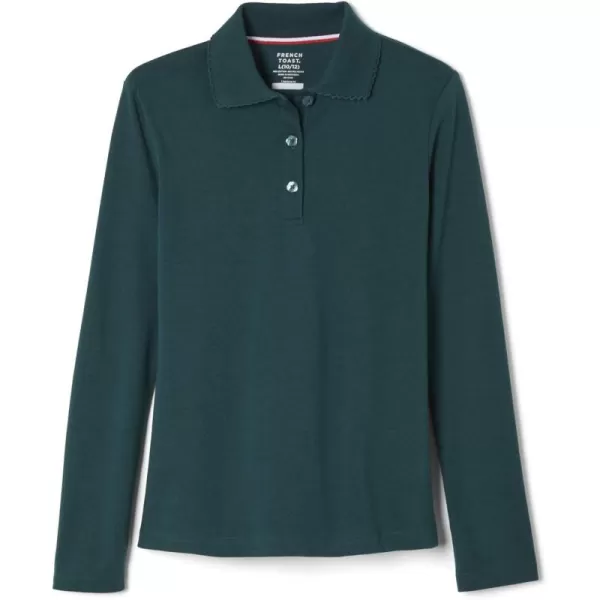 French Toast Girls' Uniform Long Sleeve Polo with Picot Collar 