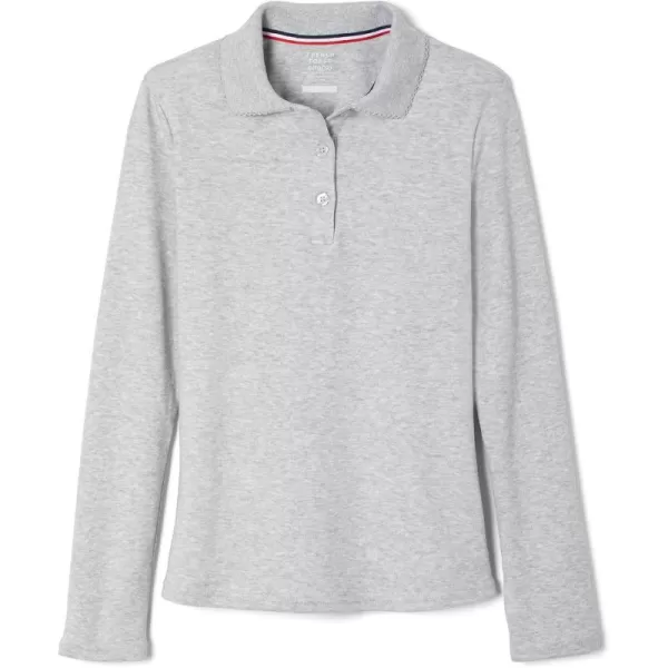 French Toast Girls' Uniform Long Sleeve Polo with Picot Collar 
