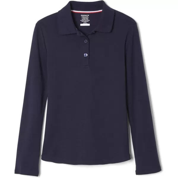 French Toast Girls' Uniform Long Sleeve Polo with Picot Collar 