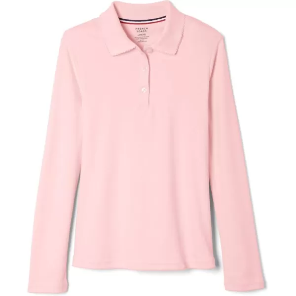 French Toast Girls' Uniform Long Sleeve Polo with Picot Collar 