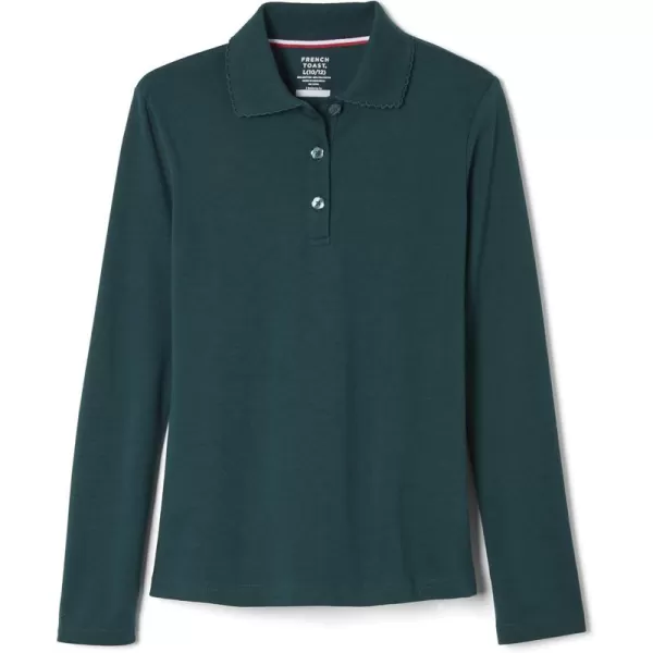 French Toast Girls' Uniform Long Sleeve Polo with Picot Collar 