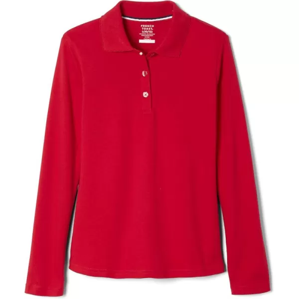 French Toast Girls' Uniform Long Sleeve Polo with Picot Collar 