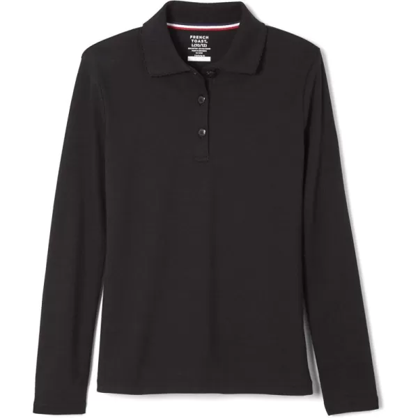 French Toast Girls' Uniform Long Sleeve Polo with Picot Collar 