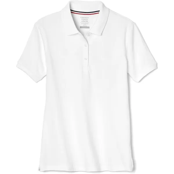 French Toast Women's Short Sleeve Stretch Pique Polo Shirt , White, Large