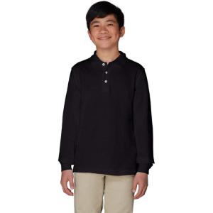 imageFrench Toast Boys Big Girls Long Sleeve Pique Polo Shirt Standard ampamp HuskyBlack