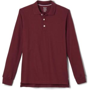 imageFrench Toast Boys Big Girls Long Sleeve Pique Polo Shirt Standard ampamp HuskyBurgundy