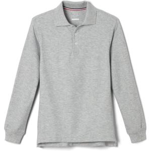 imageFrench Toast Boys Big Girls Long Sleeve Pique Polo Shirt Standard ampamp HuskyHeather Gray