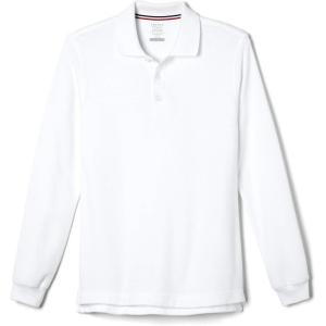 imageFrench Toast Boys Big Girls Long Sleeve Pique Polo Shirt Standard ampamp HuskyWhite