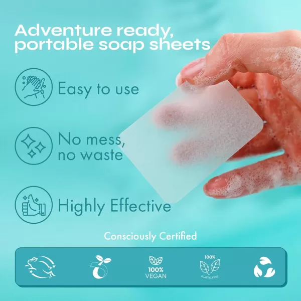 FOMIN  Antibacterial Paper Soap Sheets for Hand Washing  300 Sheets Orange Tea Tree Lavender Portable Travel Soap Sheets Dissolvable Camping Mini Soap Portable Hand Soap SheetsTea Tree Pack of 1