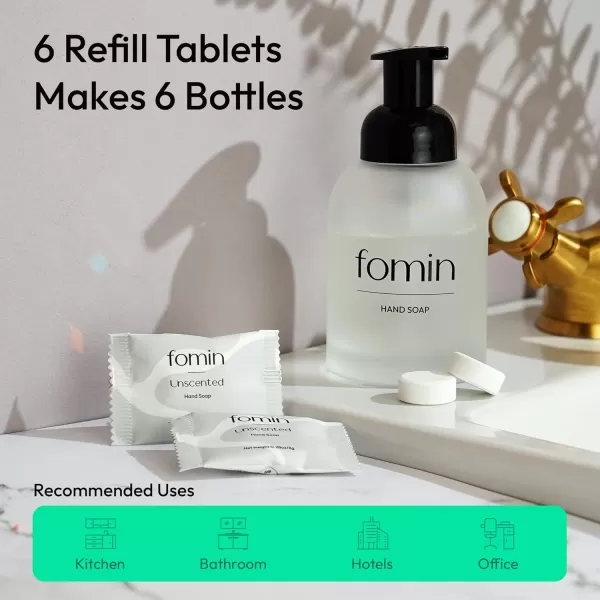 FOMIN Foaming Hand Soap Essential Kit  16 Variety Pack of Foaming Hand Soap Refills  2 Glass Dispenser  1 Tin  EcoFriendly Foaming Hand Soap Tablets for All Skin TypesUnscented  6 Pack