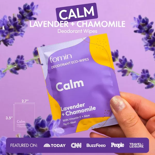 FOMIN Travel Deodorant Wipes  15 Count  Calming Lavender and Chamomile  pH Balanced Hypoallergenic Mini Deodorant Wipes For Women and Men  PlasticFree Individually Wrapped Underarm ampamp Body WipesCalm  Lavender Chamomile