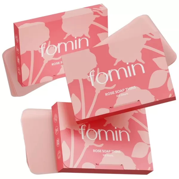 FOMIN  Antibacterial Paper Soap Sheets for Hand Washing  200 Sheets Rose Portable Travel Soap Sheets Dissolvable Camping Mini Soap Portable Hand Soap SheetsRose Pack of 3