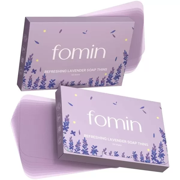 FOMIN  Antibacterial Paper Soap Sheets for Hand Washing  300 Sheets Orange Tea Tree Lavender Portable Travel Soap Sheets Dissolvable Camping Mini Soap Portable Hand Soap SheetsLavender Pack of 2