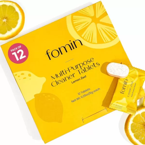 FOMIN Multi Surface Cleaner Refill Tablets 12 Pack  Lemon Zest  All Purpose Cleaner Refill Tablets AllInOne Tablet Cleaner For Household ampamp Kitchen Cleaning  Makes 204 fl oz 12 x 17 Fl oz12 Pack