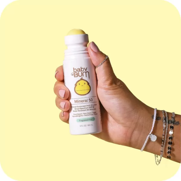 Baby Bum Mineral SPF 50 RollOn Sunscreen  Vegan and Hawaii 104 Act Compliant Octinoxate ampamp Oxybenzone Free Broad Spectrum Moisturizing UVAUVB Easy Roller Ball Sunscreen Lotion3 Fl Oz Pack of 2