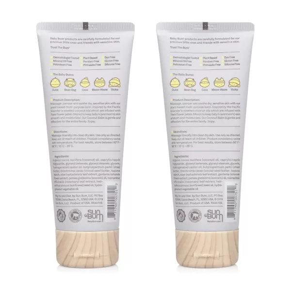 Baby Bum Monoi Coconut Balm  Natural Multipurpose Moisturizing Coconut Oil for Sensitive Skin with Shea and Cocoa Butter Natural Fragrance  Gluten Free and Vegan  3 Oz1 Count Pack of 2