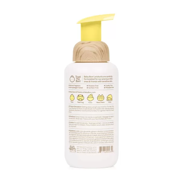 Baby Bum Shampoo ampamp Wash  Tear Free Foaming Soap for Sensitive Skin with Nourishing Coconut Oil  Natural Fragrance  Gluten Free and Vegan  12 FL OZ12 Fl Oz Pack of 1