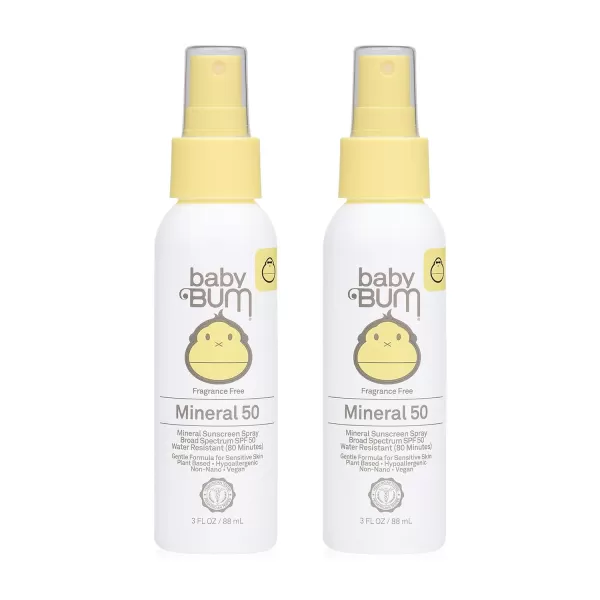Sun Bum Baby Bum SPF 50 Sunscreen Spray  Mineral UVAUVB Face and Body Protection for Sensitive Skin  Fragrance Free  Travel Size  3 FL OZSPF 50