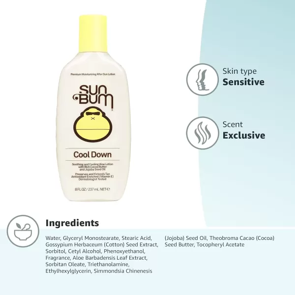 Sun Bum Cool Down Aloe Vera Lotion  Vegan After Sun Care with Cocoa Butter to Soothe and Hydrate Sunburn Pain Relief  3 oz8 Fl Oz Pack of 1
