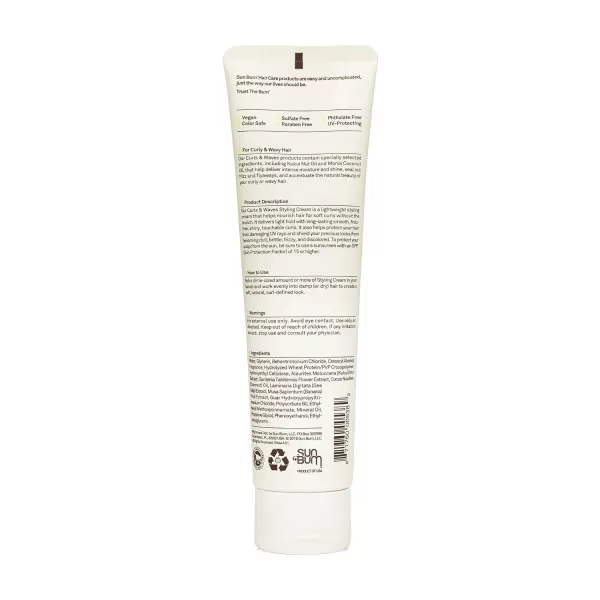 Sun Bum Curls Styling Cream  Vegan and Cruelty Free Moisturizing Hair Treatment for Wavy and Curly Hair  5 ozStyling Cream urls  Waves Detangler