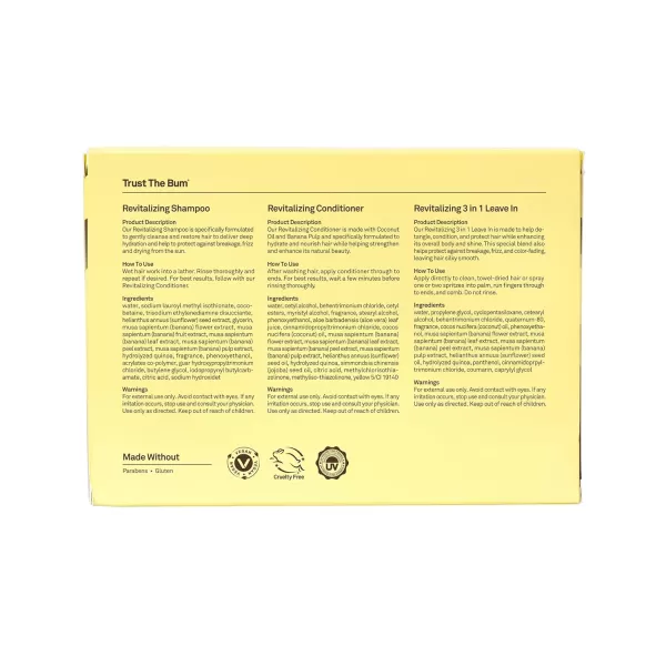 Sun Bum Hair Care Travel Essentials Kit  Revitalize Your Hair With Revitalizing Shampoo Conditioner and 3in1 Leave In Treatment  Includes Aloha Collection Travel Pouch