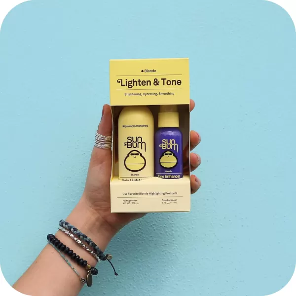 Sun Bum Lighten and Tone Kit  Blonde Hair Lightener and Tone Enhancer Travel Kit  Vegan Paraben Gluten and Cruelty Free