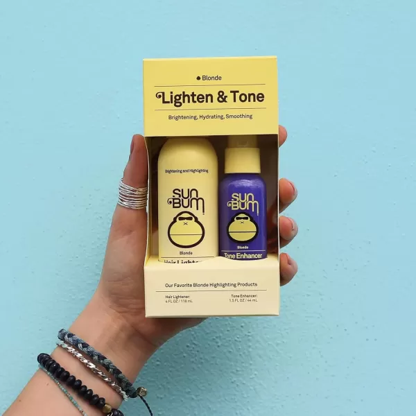 Sun Bum Lighten and Tone Kit  Blonde Hair Lightener and Tone Enhancer Travel Kit  Vegan Paraben Gluten and Cruelty Free