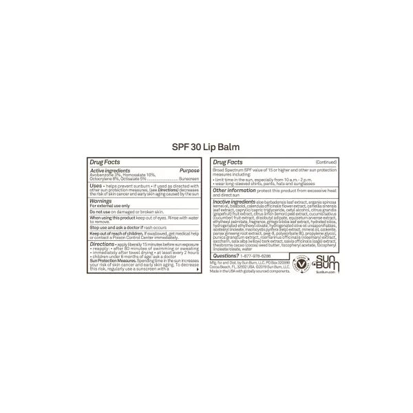 Sun Bum SPF 30 Sunscreen Lip Balm  Vegan and Hawaii 104 Reef Act Compliant Octinoxate ampamp Oxybenzone Free Broad Spectrum Natural Lip Care with UVAUVB Protection Kiwi Flavor 15 oz015 Ounce Pack of 1