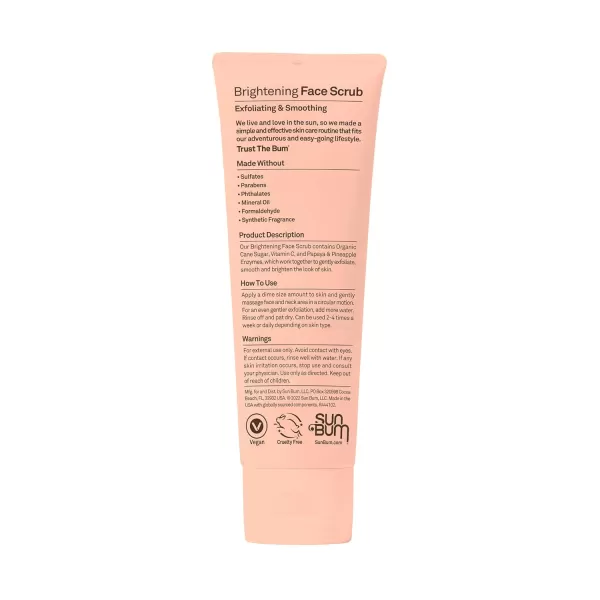 Sun Bum Skin Care Brightening Face Scrub  Vegan and Cruelty Free Exfoliating and Smoothing Scrub with Vitamin C  4 oz