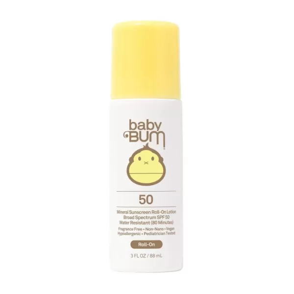 Baby Bum Mineral SPF 50 RollOn Sunscreen  Vegan and Hawaii 104 Act Compliant Octinoxate ampamp Oxybenzone Free Broad Spectrum Moisturizing UVAUVB Easy Roller Ball Sunscreen Lotion3 Fl Oz Pack of 1