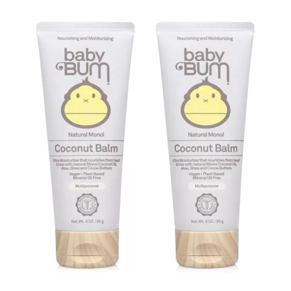 Baby Bum Monoi Coconut Balm  Natural Multipurpose Moisturizing Coconut Oil for Sensitive Skin with Shea and Cocoa Butter Natural Fragrance  Gluten Free and Vegan  3 Oz1 Count Pack of 2