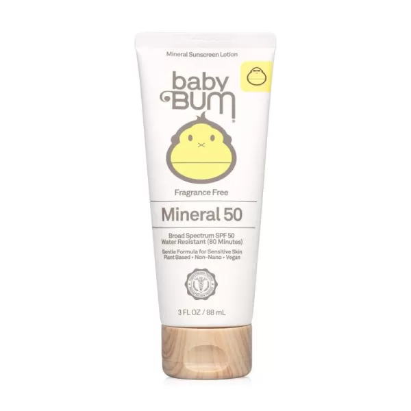 Sun Bum Baby Bum SPF 50 Sunscreen Lotion with Mineral UVAUVB Face and Body Protection for Sensitive Skin  Fragrance Free  Travel Size  3 FL OZ