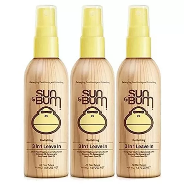 Sun Bum Revitalizing 3 in 1 LeaveIn Conditioner Spray Detangler  Anti Frizz  Paraben and Gluten Free Vegan and Color Safe with UV Protection  4 oz3 Count