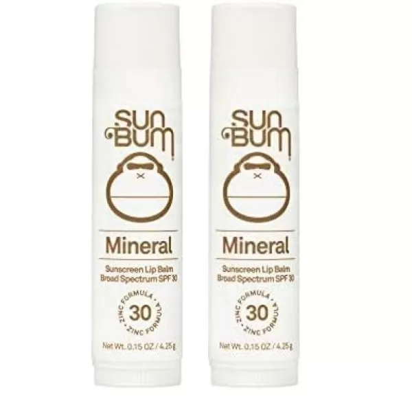 Sun Bum SPF 30 Mineral Sunscreen Lip Balm  Vegan and Hawaii 104 Act Compliant Octinoxate ampamp Oxybenzone Free Broad Spectrum Natural Lip Care with UVAUVB Protection  15 oz015 Ounce Pack of 2
