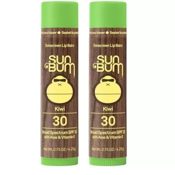 Sun Bum SPF 30 Sunscreen Lip Balm  Vegan and Hawaii 104 Reef Act Compliant Octinoxate ampamp Oxybenzone Free Broad Spectrum Natural Lip Care with UVAUVB Protection Kiwi Flavor 15 oz015 Ounce Pack of 2