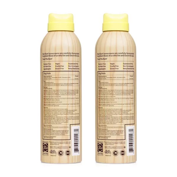 Sun Bum Original SPF 50 Sunscreen Spray Vegan and Hawaii 104 Act Compliant Octinoxate ampamp Oxybenzone Free Broad Spectrum Moisturizing UVAUVB Sunscreen with Vitamin E 6 oz natural6 Fl Oz Pack of 2