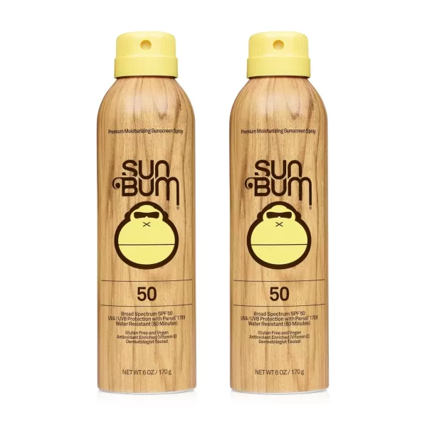 Sun Bum Original SPF 50 Sunscreen Spray Vegan and Hawaii 104 Act Compliant Octinoxate ampamp Oxybenzone Free Broad Spectrum Moisturizing UVAUVB Sunscreen with Vitamin E 6 oz natural6 Ounce Pack of 2