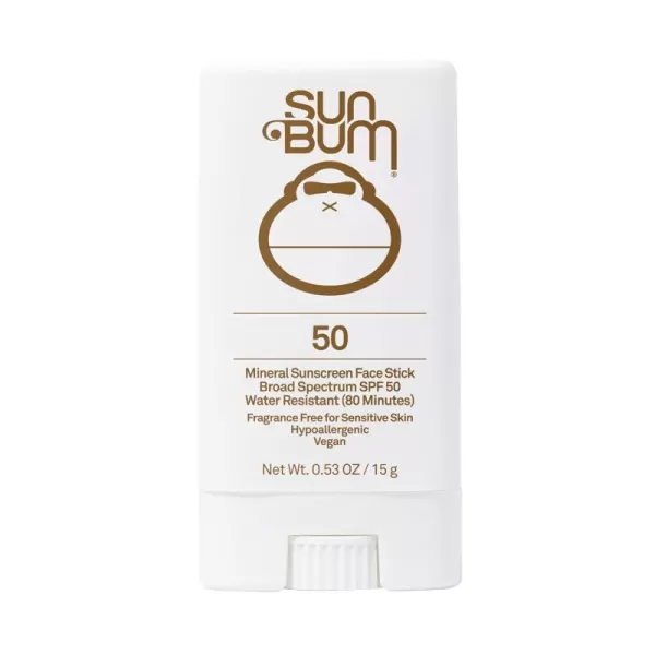 Sun Bum Mineral SPF 50 Sunscreen Face Stick  Vegan and Hawaii 104 Act Compliant Octinoxate ampamp Oxybenzone Free Broad Spectrum Natural Sunscreen with UVAUVB Protection  45 oz