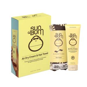 imageSun Bum Revitalizing Air Dry Cream and Slowtide Microfiber Hair Towel Kit  Helps Cut Drying Time and Prevents Frizz  Styling Cream with Banana Extract and Sunflower Oil  6 fl oz 1 towel
