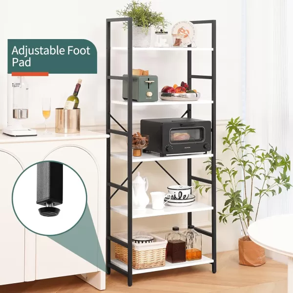 Yoobure 5 Tier Bookshelf  Tall Book Shelf Modern Bookcase for CDsMoviesBooks Rustic Book Case Industrial Bookshelves Book Storage Organizer for Bedroom Home Office Living Room BrownWhite