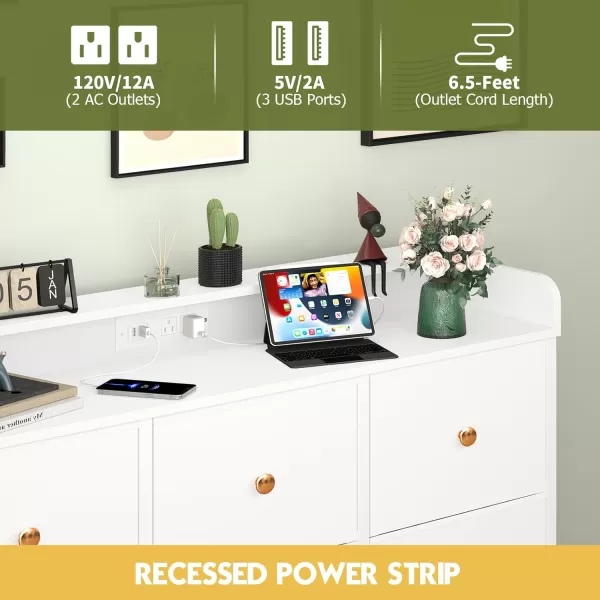 Yoobure Dresser for Bedroom with Charger Station and LED Lights Organizer Dressers ampamp Chests of Drawers with 10 Storage Drawers Bedroom Dresser for Closet White Fabric Dresser for Kids BedroomWhite