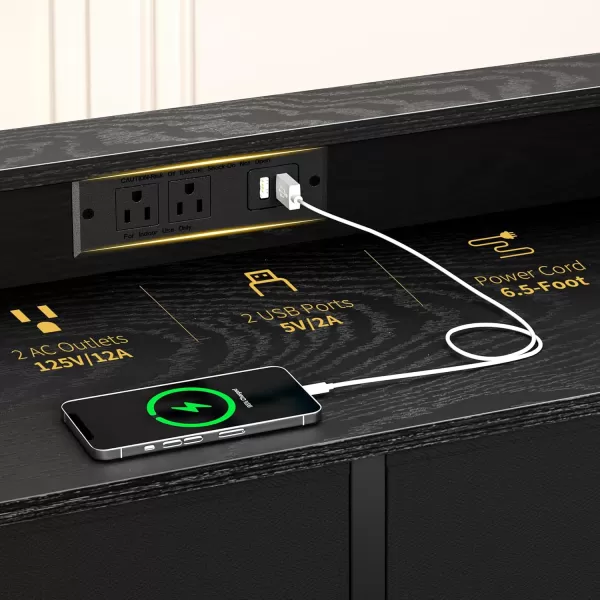 Yoobure Dresser for Bedroom with Charging Station 6Drawer Chest Furniture with LED Lights Fabric Dressers ampamp Chests of Drawers Storage Tower Organizer Unit for Kids Room Closet Living Room HallwayBlack