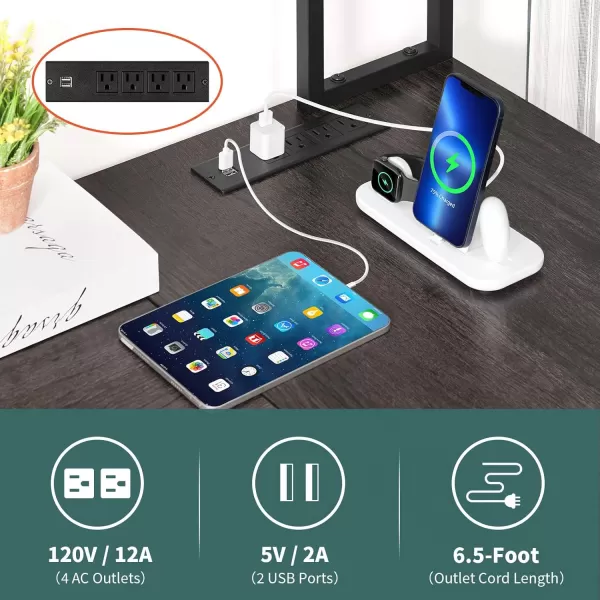 Yoobure L Shaped Desk Gaming Desk with LED Strip ampamp Power Outlet Reversible LShaped Computer Desk with Storage Shelf ampamp Drawer Corner Desk with Storage Bag 2 Person Home Office Desk BlackGrey