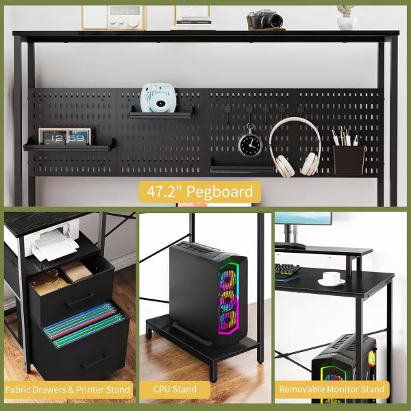 Yoobure L Shaped Desk with Pegboard Reversible Gaming Desk with LED Lights ampamp Power Outlets Computer Desk with Drawers ampamp Storage Shelves Office Desk with Monitor Stand Corner Desk Home Office DesksBlack