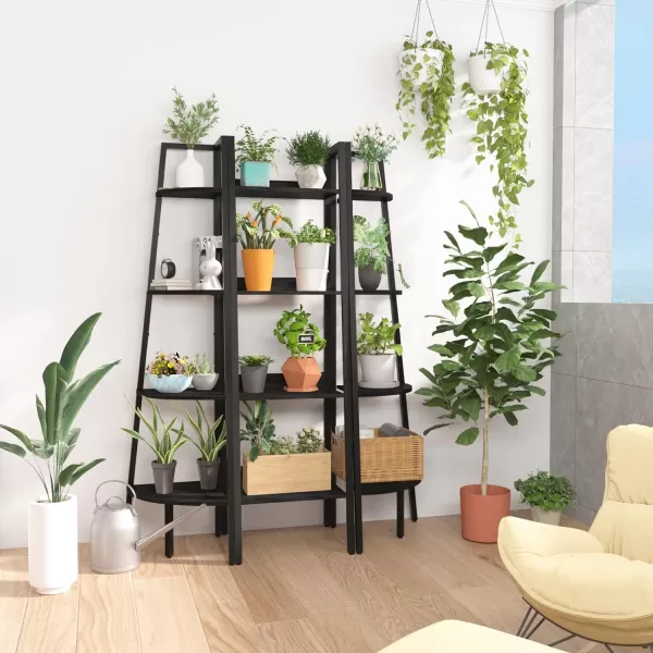 Yoobure Ladder Shelf 4 Tier Tall Ladder Bookshelf Corner Shelf Industrial Book Shelf Ladder Bookcase Narrow Standing Storage Shelves Display Shelf for Bedroom Living Room Office Kitchen BathroomBlack