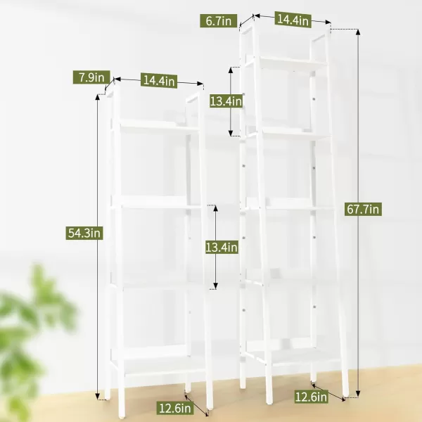 Yoobure Ladder Shelf 4 Tier Tall Ladder Bookshelf Corner Shelf Industrial Book Shelf Ladder Bookcase Narrow Standing Storage Shelves Display Shelf for Bedroom Living Room Office Kitchen BathroomWhite