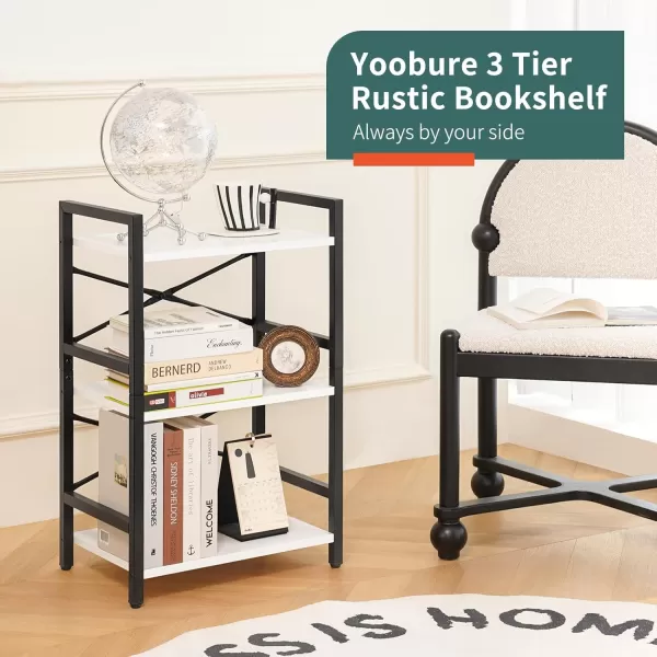 Yoobure 4 Tier Bookshelf  Small Book Shelf Industrial Bookcase Narrow Book Case Book Storage Organizer for CDMovieBook Bookshelves for Bedroom Office Living Room Berry BrownWhite