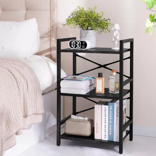 Yoobure 4 Tier Bookshelf  Small Book Shelf Industrial Bookcase Narrow Book Case Book Storage Organizer for CDMovieBook Bookshelves for Bedroom Office Living Room Berry BrownBlack