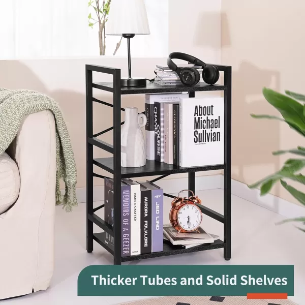 Yoobure 4 Tier Bookshelf  Small Book Shelf Industrial Bookcase Narrow Book Case Book Storage Organizer for CDMovieBook Bookshelves for Bedroom Office Living Room Berry BrownBlack