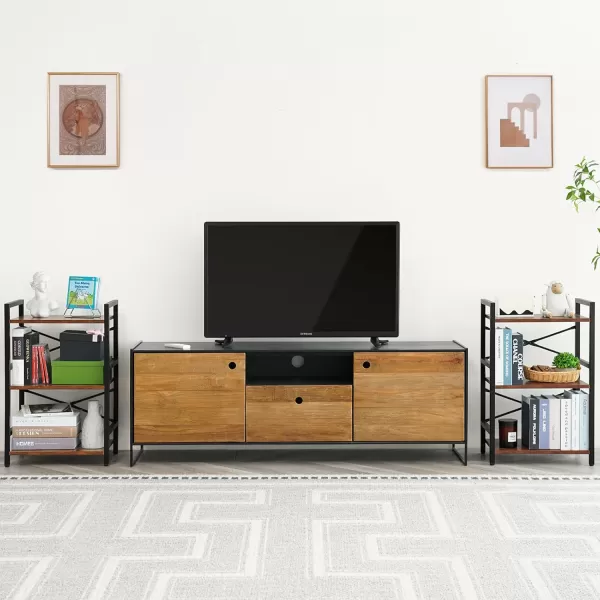 Yoobure 4 Tier Bookshelf  Small Book Shelf Industrial Bookcase Narrow Book Case Book Storage Organizer for CDMovieBook Bookshelves for Bedroom Office Living Room Berry BrownBerry Brown